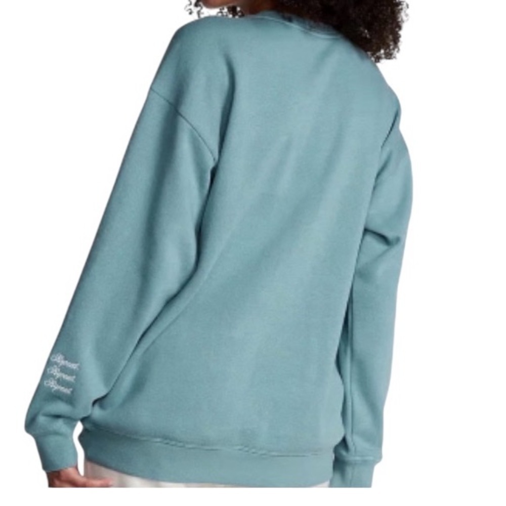 PINK Victoria’s Secret Oversize Crewneck Sweatshirt Blue Teal XL Fleece Pullover - Picture 4 of 8
